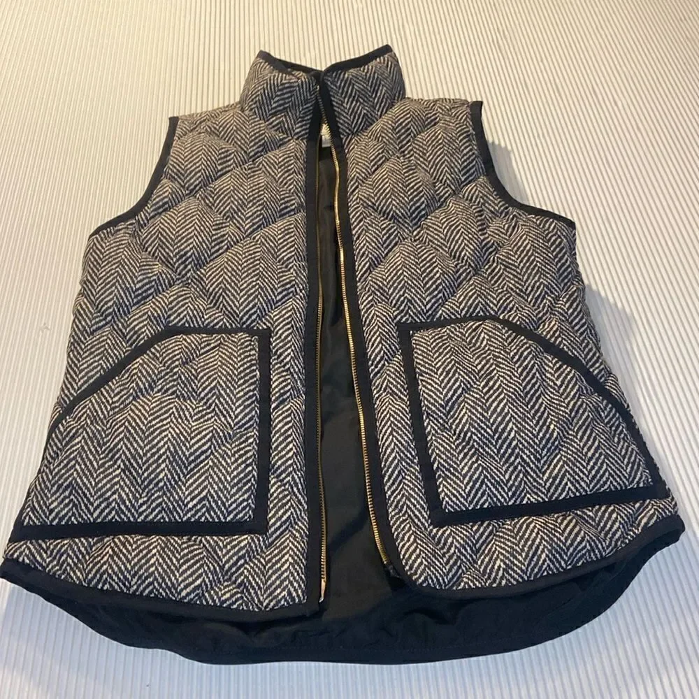 J.Crew Quilted Herringbone Down Blend vest Ladies XS